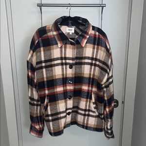 BKE Women's Checkered Utility Jacket - Red, Black, Tan (Worn Once)